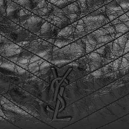 Saint Laurent Crinkled Calfskin Matelasse Monogram Niki Shoulder Bag Black 8 of 10