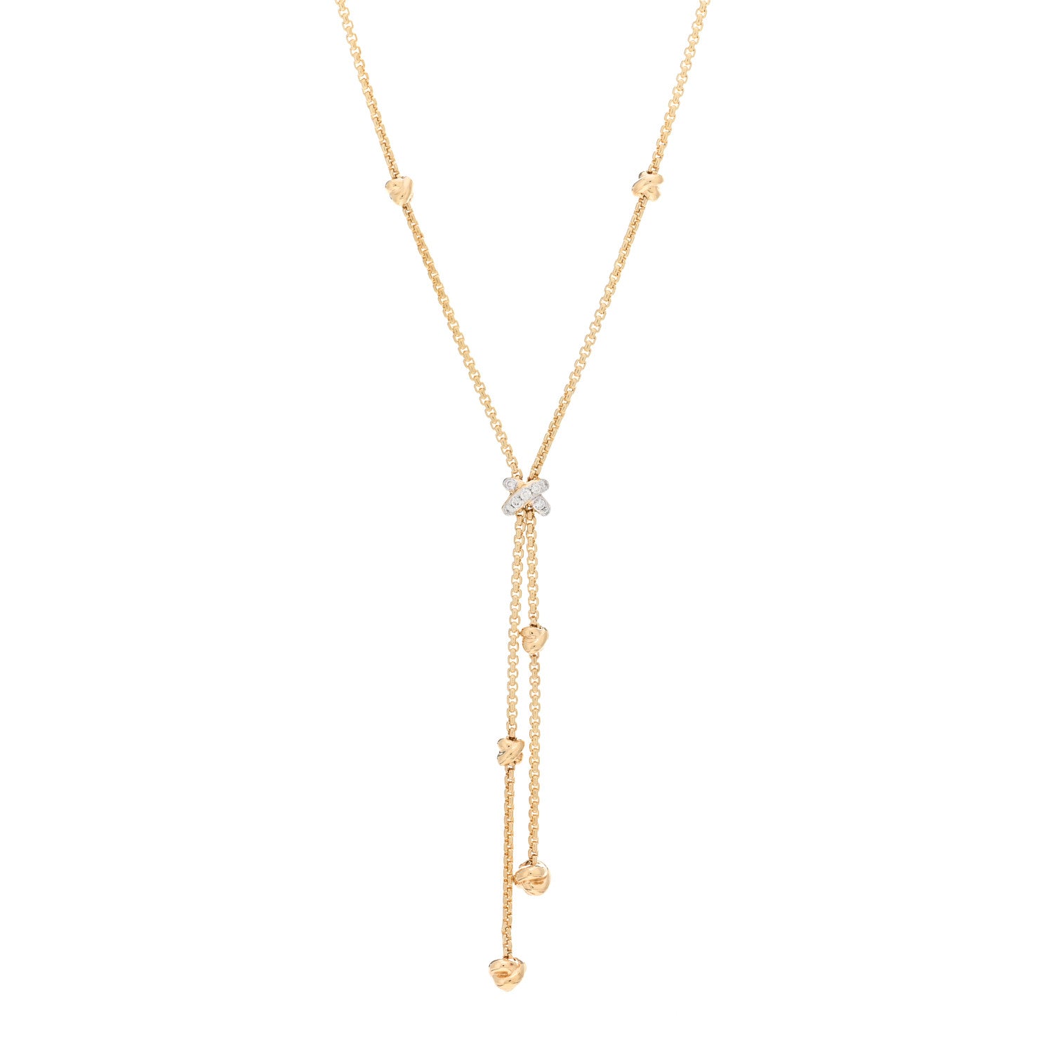 David Yurman 18K Yellow Gold Diamond Petite Helena Y Necklace 1 of 4