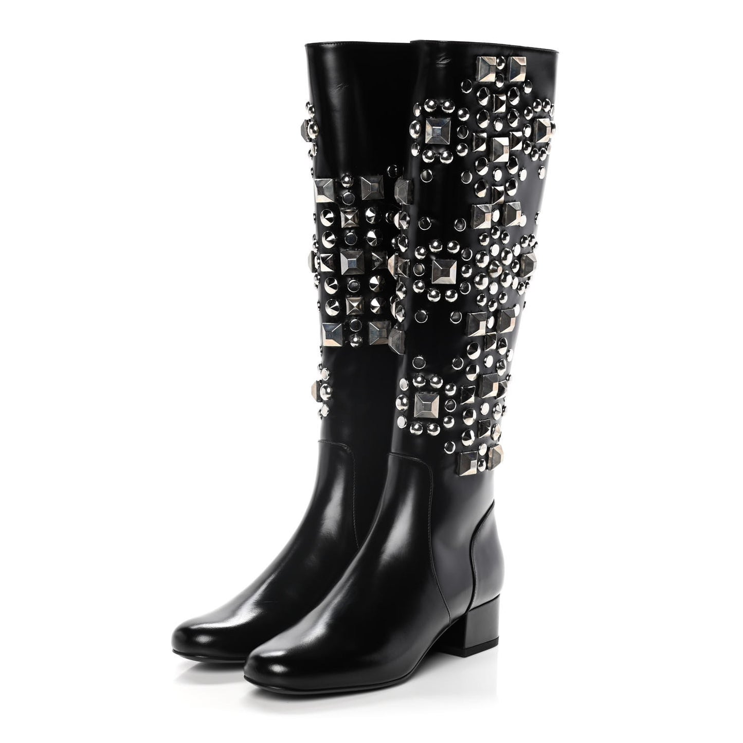 Ketta Studded Babies 40 Brod Knee High Boots 35.5 Black
