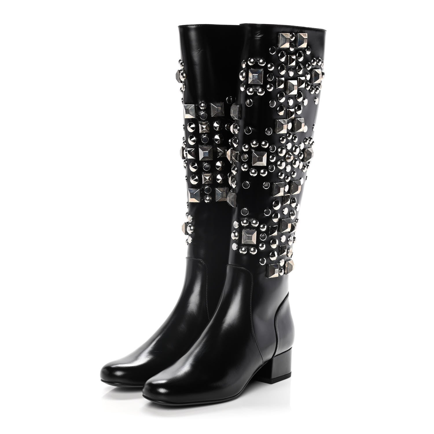 Saint Laurent Ketta Studded Babies 40 Brod Knee High Boots 35.5 Black 3 of 17