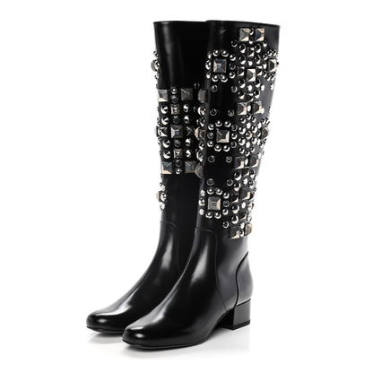 Saint Laurent Ketta Studded Babies 40 Brod Knee High Boots 35.5 Black 3 of 17
