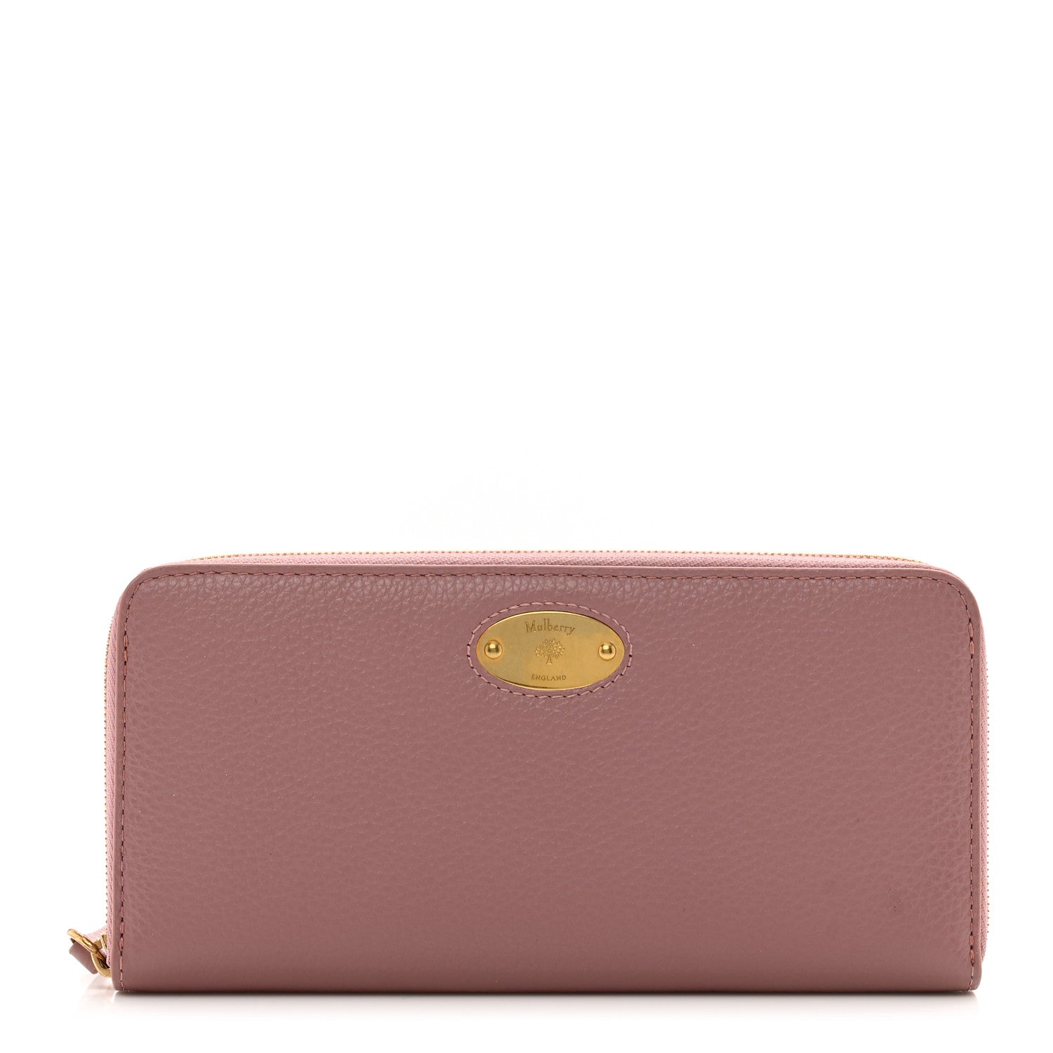 Mulberry Micro Classic Grain Plaque 8 Credit Card Zip Wallet Mocha Rose 1 of 7