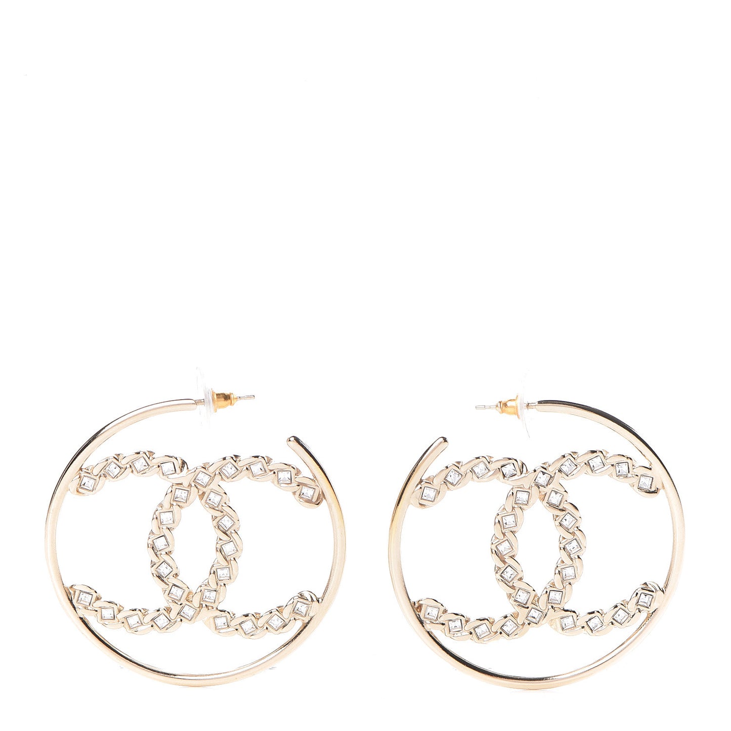 Crystal CC Hoop Earrings Gold