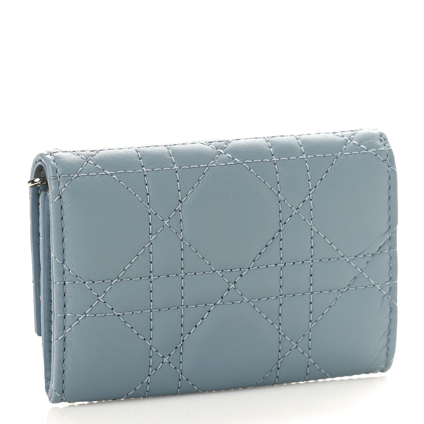 Lambskin Cannage Miss Dior Glycine Wallet Cloud Blue