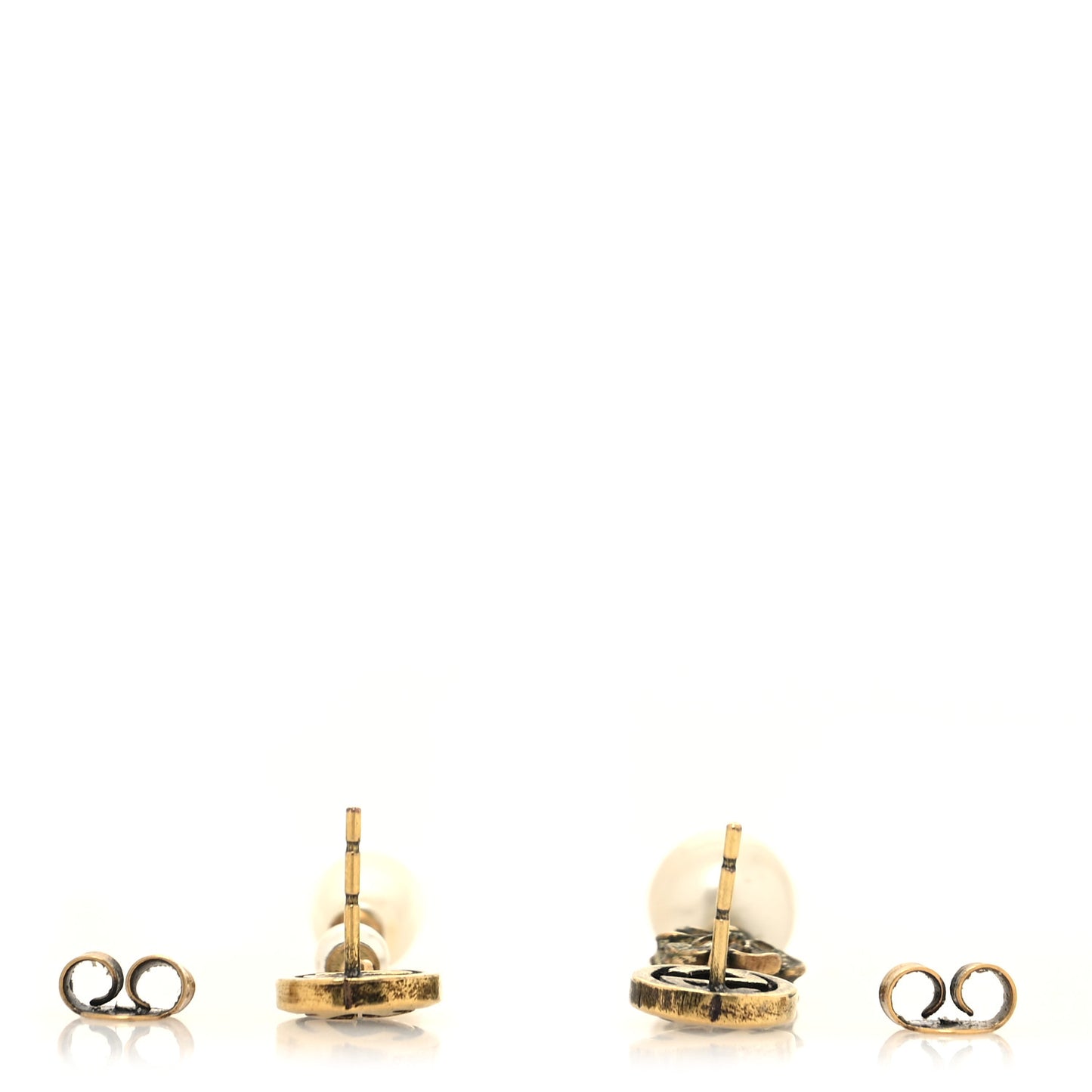 Pearl Interlocking G Flower Earrings Gold