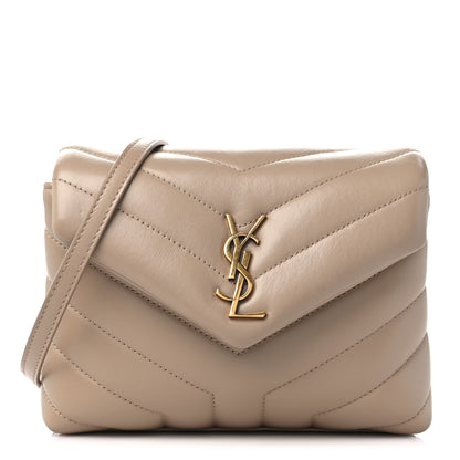 Saint Laurent Calfskin Y Quilted Monogram Toy Loulou Crossbody Bag Dark Beige 1 of 10