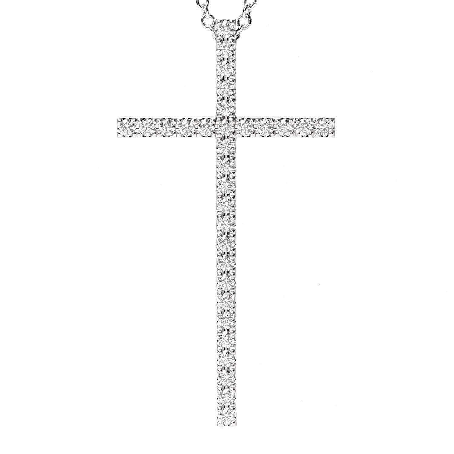 Tiffany 18K White Gold Diamond Metro Cross Pendant Necklace 4 of 8