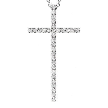 Tiffany 18K White Gold Diamond Metro Cross Pendant Necklace 4 of 8