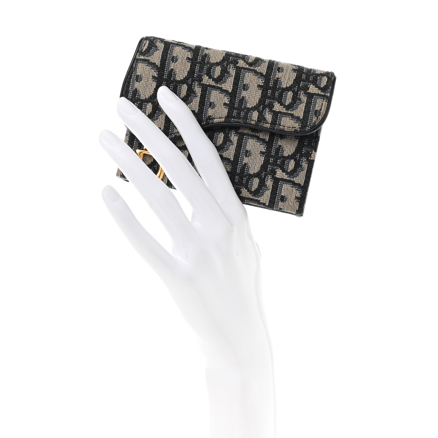 Christian Dior Oblique Saddle Card Holder Blue 2 of 7