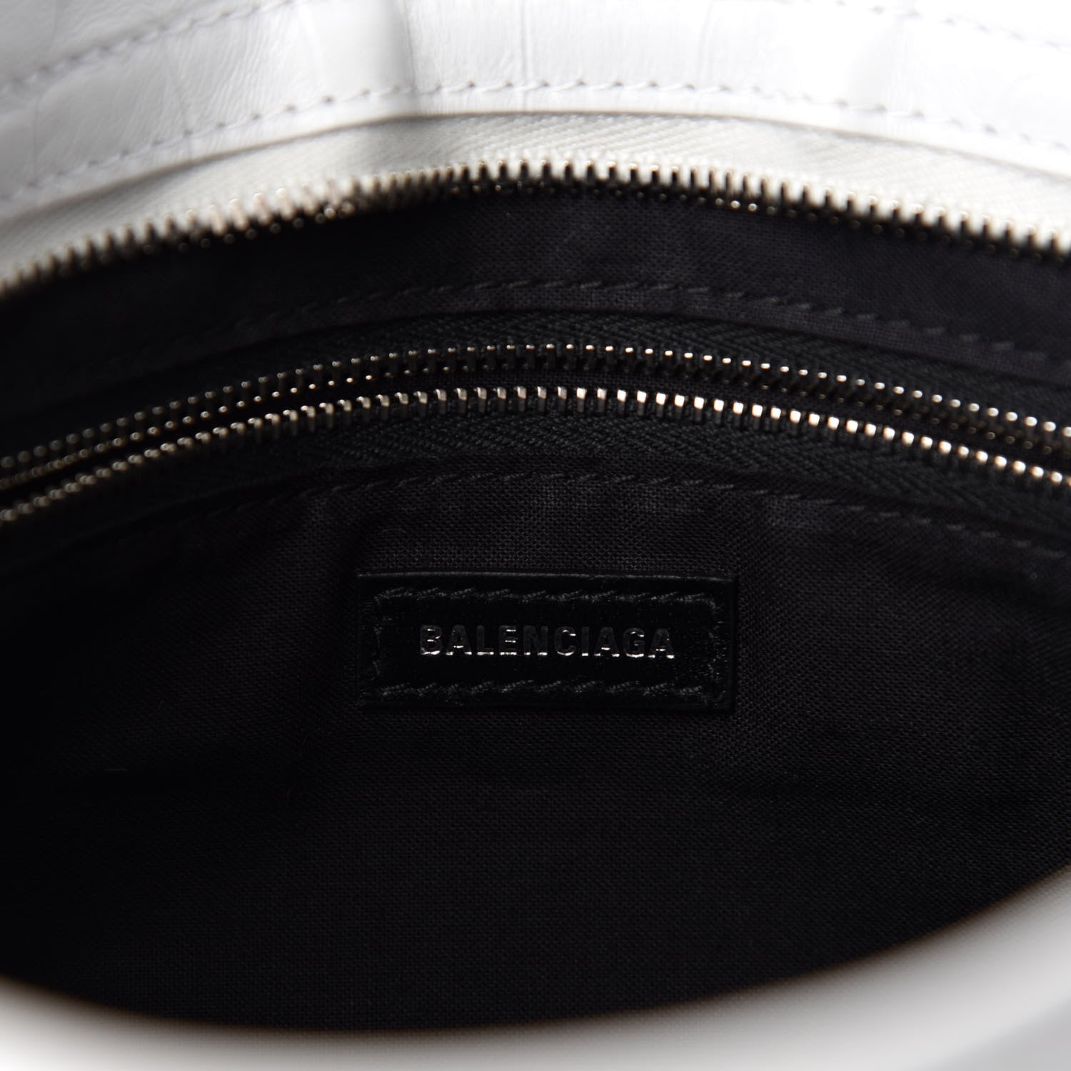 Balenciaga Matte Supple Lambskin Crocodile Embossed Classic Silver Hardware S City White 9 of 11