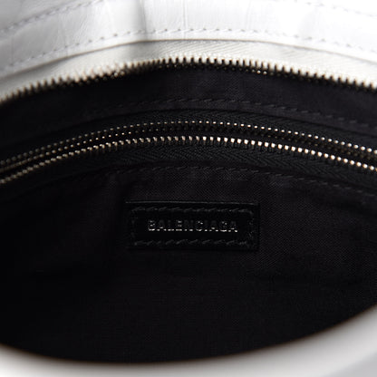 Balenciaga Matte Supple Lambskin Crocodile Embossed Classic Silver Hardware S City White 9 of 11