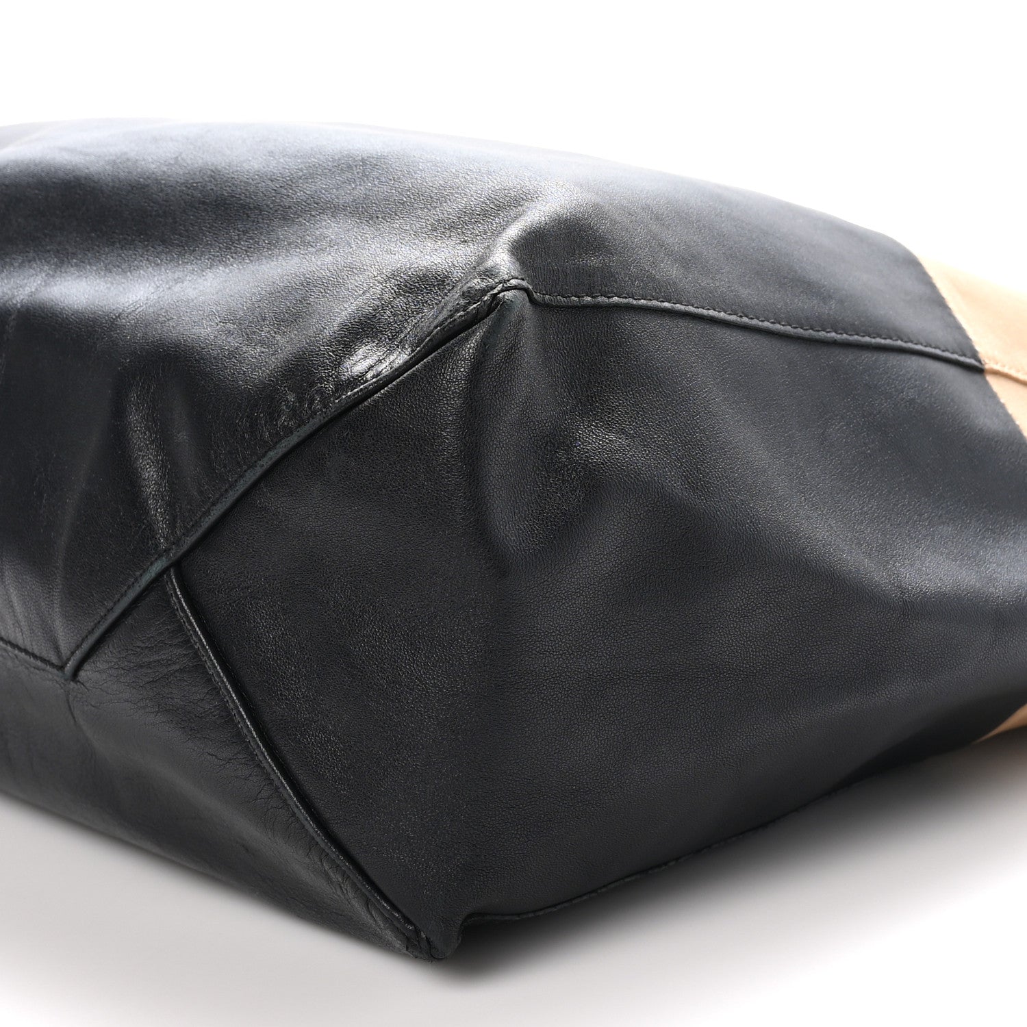 Celine Lambskin Vertical Bi-Cabas Beige Black 9 of 10