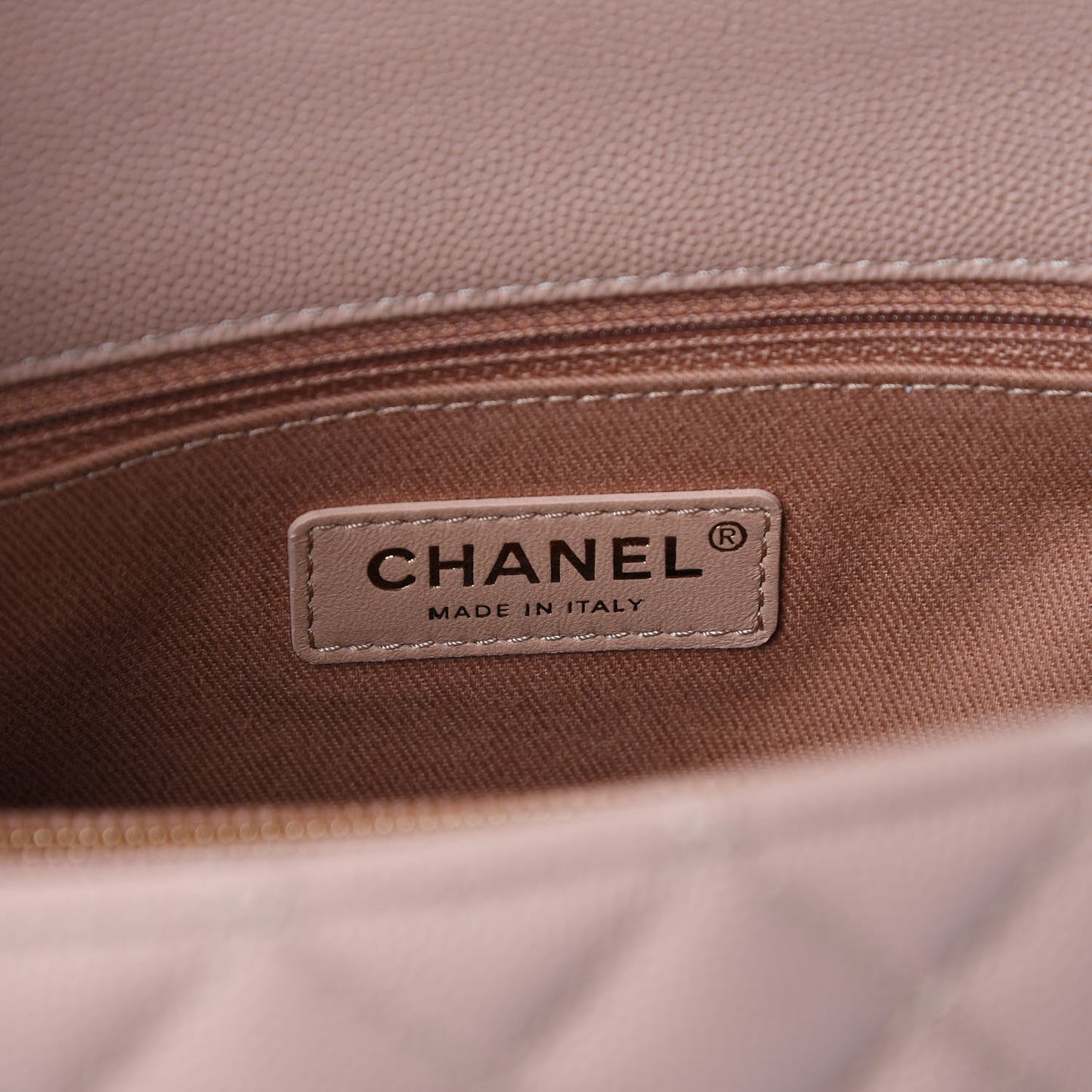 Caviar Quilted Small Coco Handle Flap Light Beige