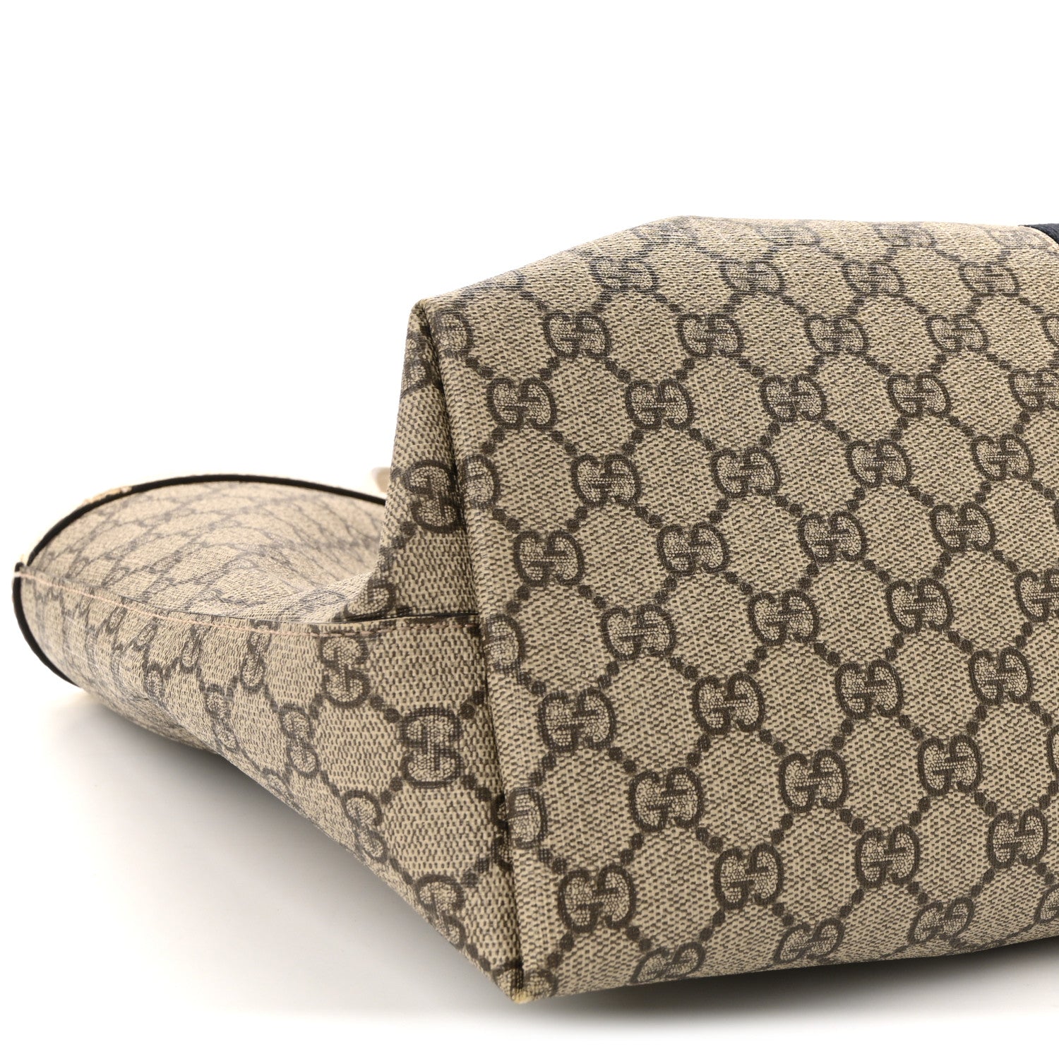 Gucci GG Supreme Monogram Textured Dollar Calfskin Web Medium Ophidia Shopping Tote Beige Ebony Mystic White 9 of 10