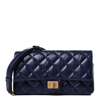 Chanel Aged Calfskin Quilted 2.55 Reissue Flap Belt Bag Clutch Navy 1 of 11