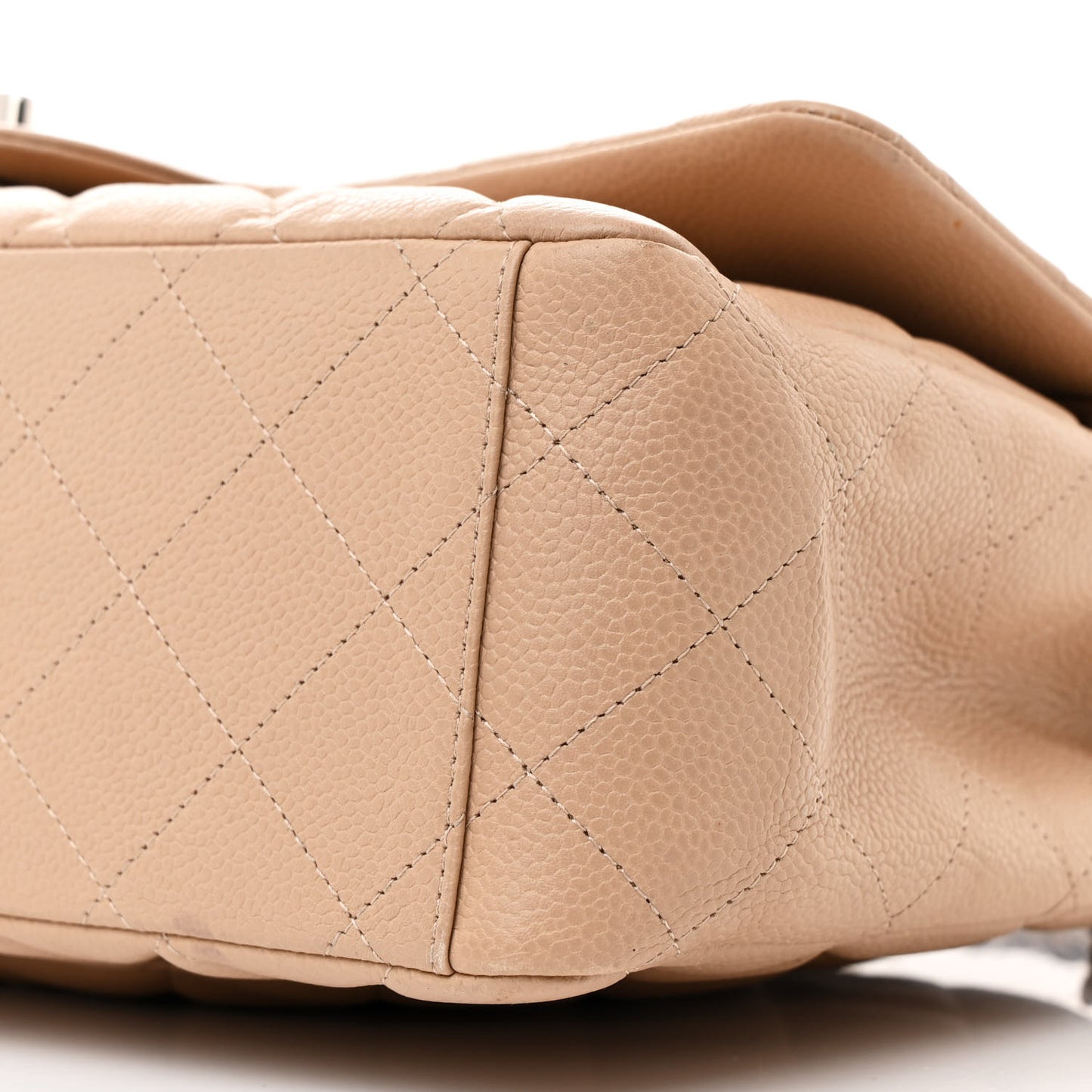 Caviar Quilted Maxi Double Flap Beige