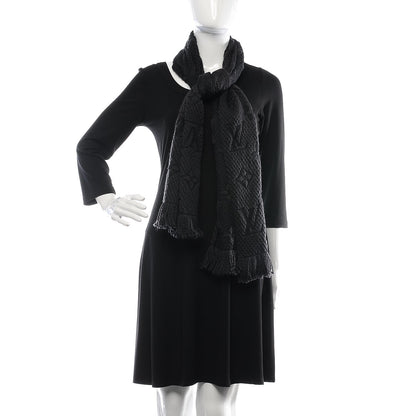 Louis Vuitton Wool Silk Logomania Scarf Charcoal Grey 2 of 4