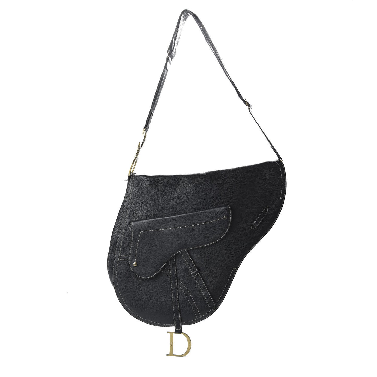 Calfskin Baudrier Saddle Bag Black