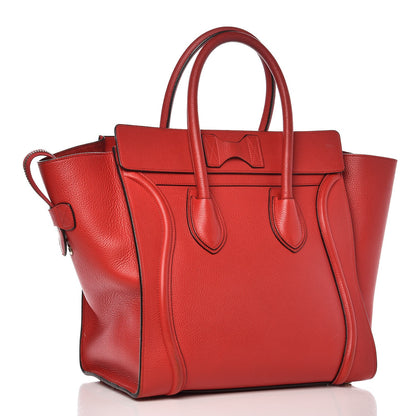 Celine Drummed Calfskin Mini Luggage Coquelicot 3 of 17