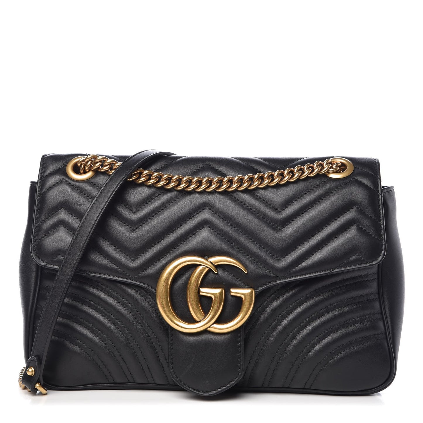 Calfskin Matelasse Medium GG Marmont Shoulder Bag Black