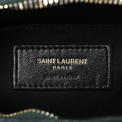 Saint Laurent Grain De Poudre Matelasse Chevron Quilted Round Vinyle Camera Bag New Vert Fonce 6 of 10