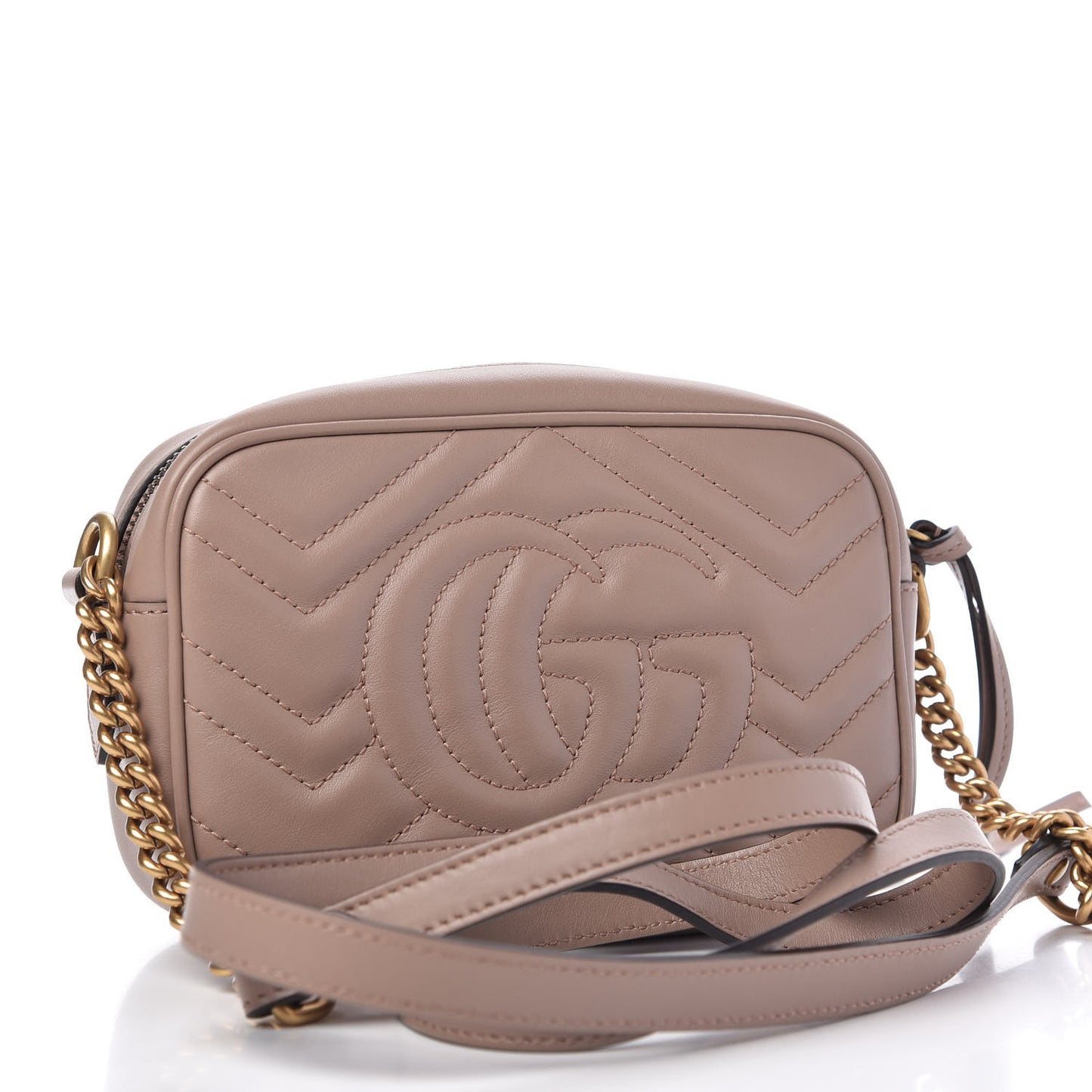 Calfskin Matelasse Mini GG Marmont Chain Shoulder Bag Porcelain Rose