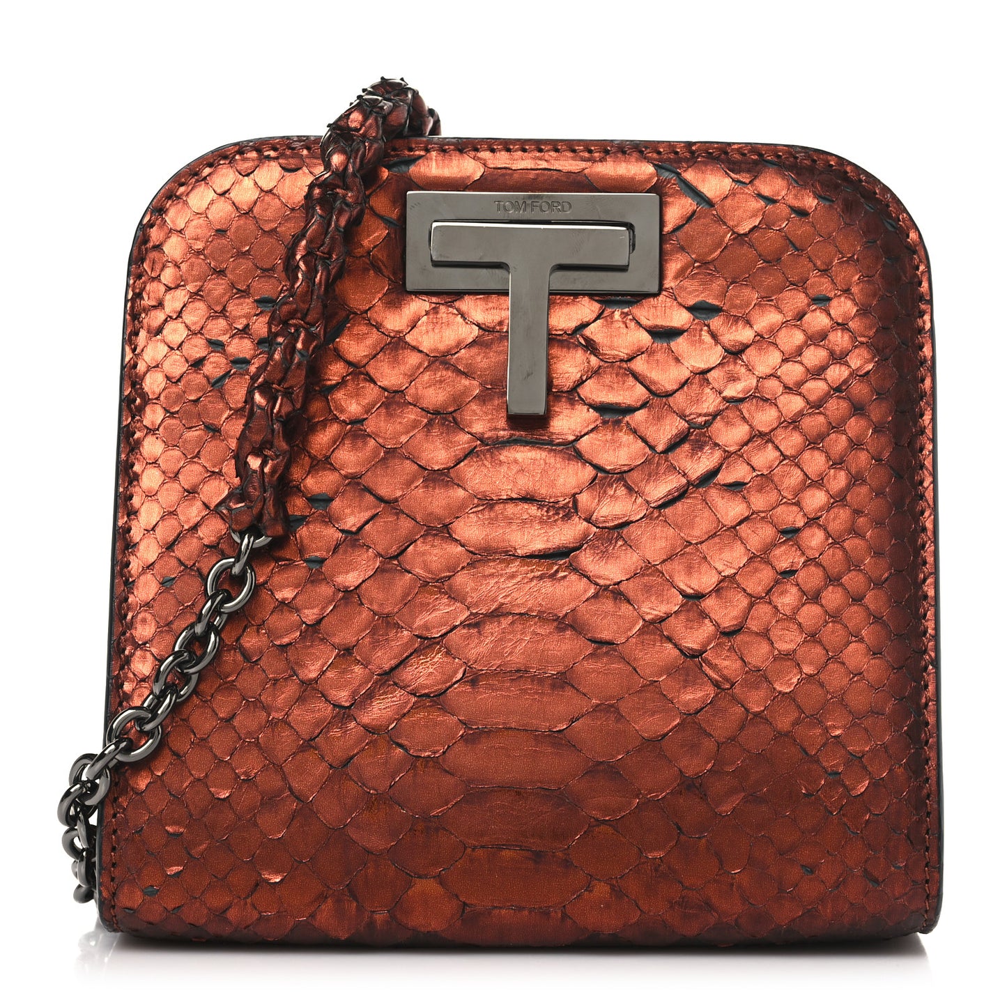 Snakeskin Small Cosmo T Lock Chain Bag Rust