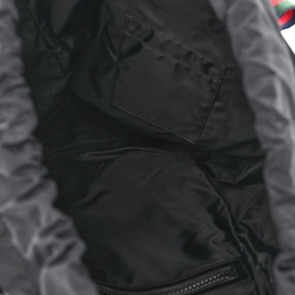 Gucci Techno Canvas Web L'Aveugle Par Amour Embroidered Double Buckle Backpack Black 6 of 11