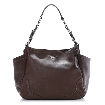 Prada Vitello Daino Side Pocket Hobo Bruciato 1 of 14