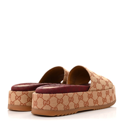 Gucci Canvas GG Monogram Angelina Platform Slide Sandals 39.5 Beige Ruggine 4 of 9