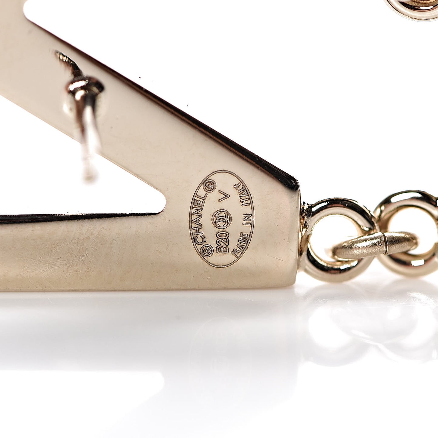 Metal Cha-Nel Logo Drop Earrings Gold