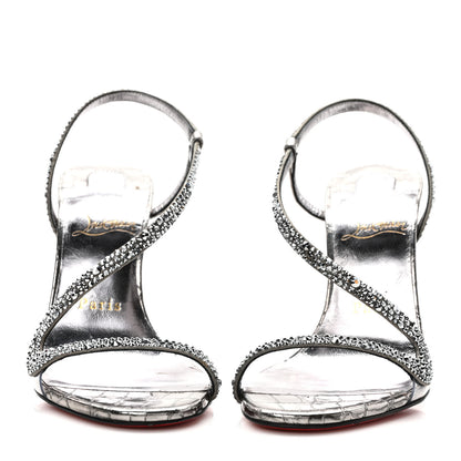 Christian Louboutin Metallic Nappa Embossed Crystal Rosalie 100 Sandals 36 Silver 2 of 8