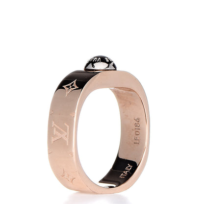 Louis Vuitton Brass Monogram Engraved Nanogram Ring S Pink Gold 5 of 9