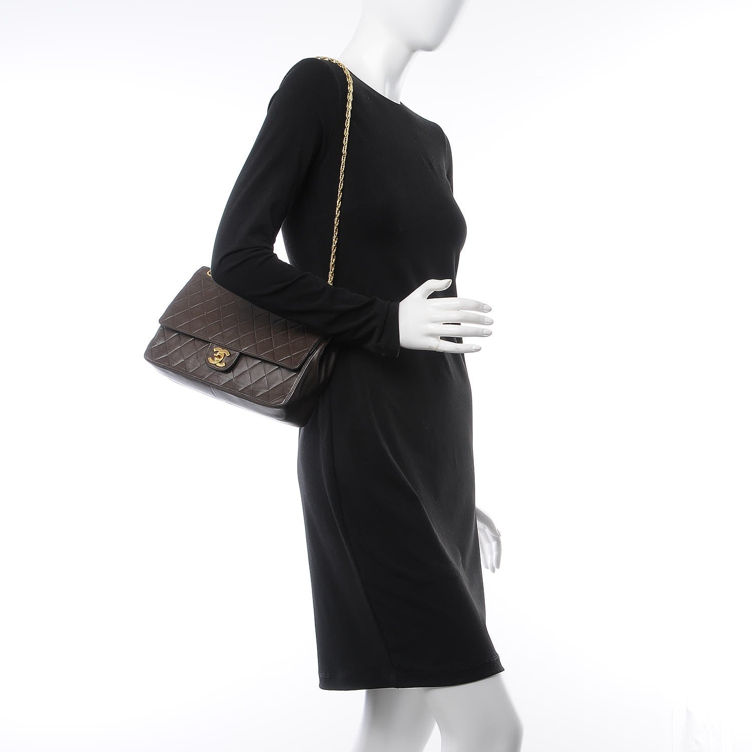 Chanel Lambskin Medium Double Flap Bijoux Chain Brown 3 of 12