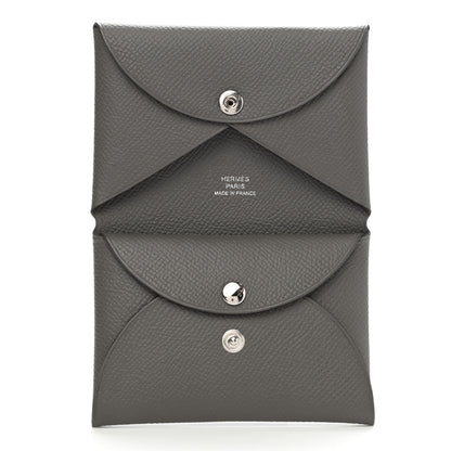 Hermes Epsom Calvi Duo Card Case Gris Meyer 5 of 6
