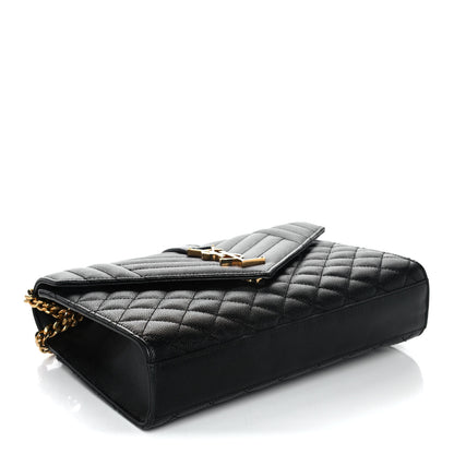 Saint Laurent Grain De Poudre Textured Mixed Matelasse Triquilt Medium Monogram Satchel Black 4 of 13