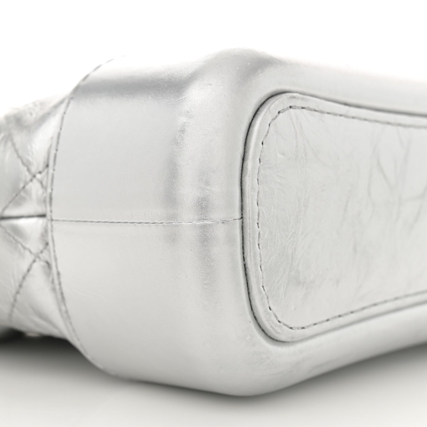 Metallic Aged Calfskin Quilted Small Gabrielle Hobo Silver