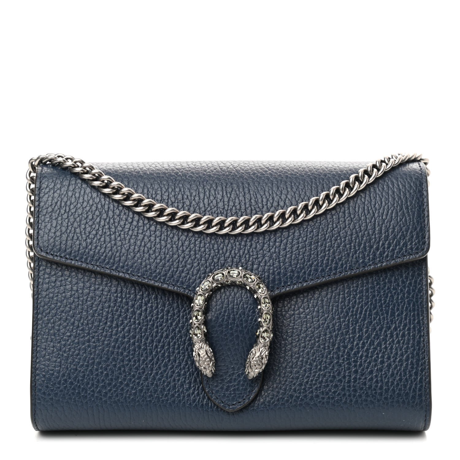 Gucci Dollar Calfskin Crystal Mini Dionysus Chain Wallet Blue Agata Black Diamond 1 of 10