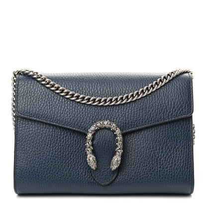 Gucci Dollar Calfskin Crystal Mini Dionysus Chain Wallet Blue Agata Black Diamond 1 of 10