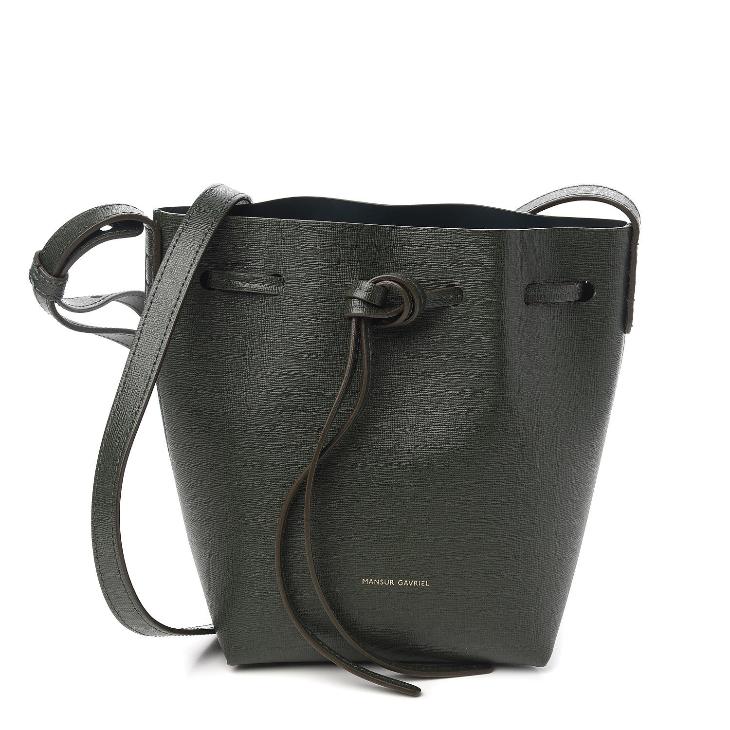 Mansur Gavriel Saffiano Mini Mini Bucket Bag Dark Green 1 of 8