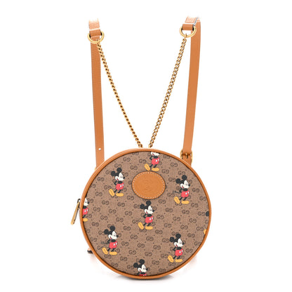 Gucci X DISNEY Mini Vintage GG Supreme Monogram Mickey Mouse Round Backpack Beige Vintage Sun Oil 1 of 11