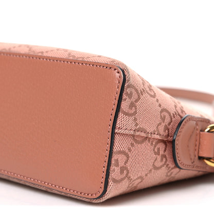 Gucci Monogram Textured Dollar Calfskin Small Ophidia Dome Shoulder Bag Cloche Rose Pink 10 of 12
