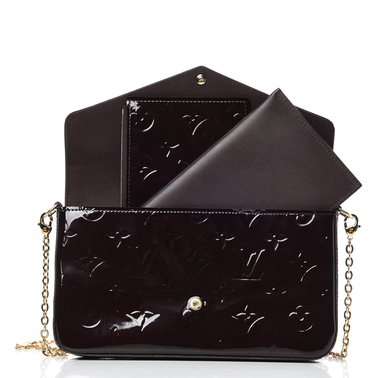 Louis Vuitton Vernis Pochette Felicie Chain Wallet Amarante 7 of 7