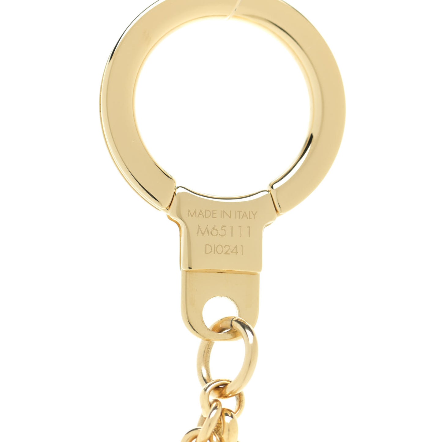 Brass Enamel Fleur De Monogram Bag Charm Chain Gold