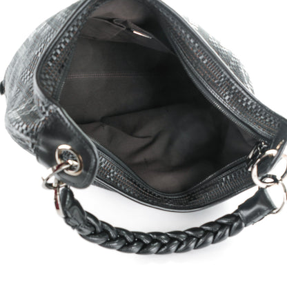 Fendi Leather Zucca Woven Forever Hobo Black 5 of 8