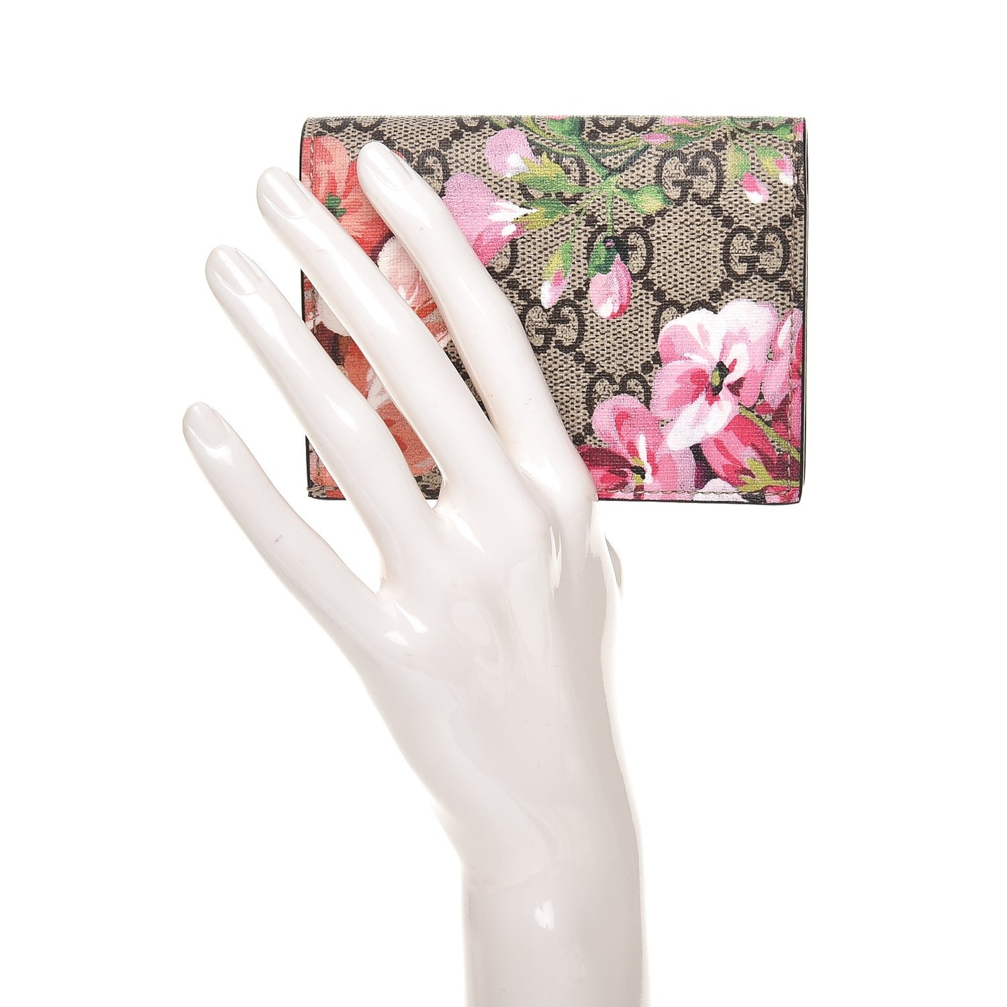 GG Supreme Monogram Blooms Card Case Beige Multicolor Dry Rose