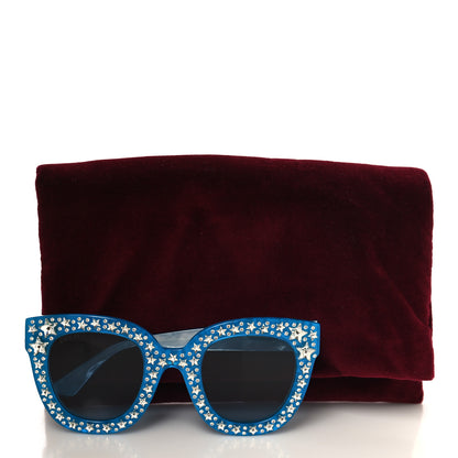 Gucci Acetate Crystal Oversize Star Sunglasses GG0116S Blue 7 of 7
