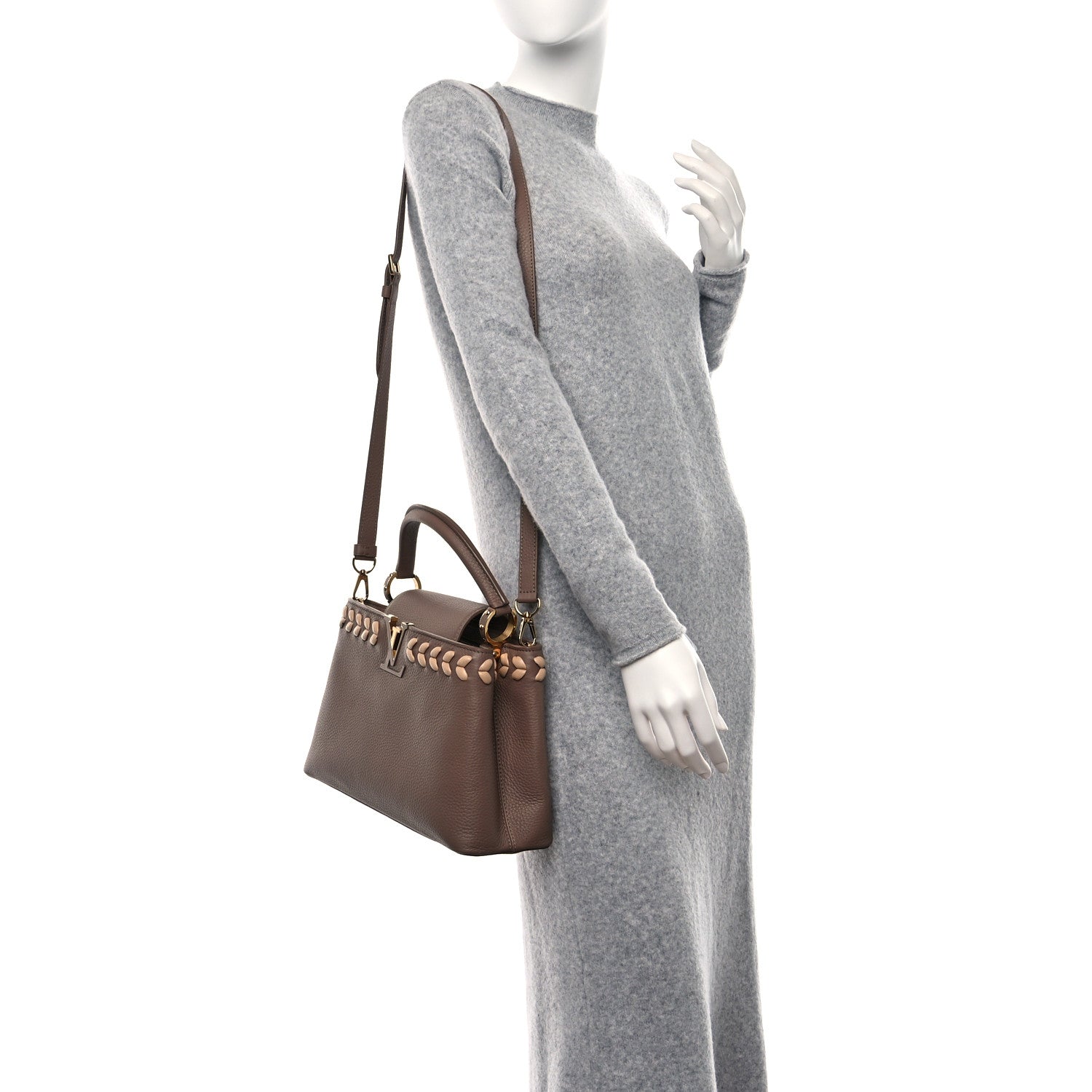 Louis Vuitton Taurillon Lambskin Capucines PM Taupe 2 of 11