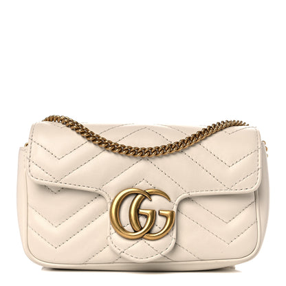 Gucci Calfskin Matelasse Super Mini GG Marmont Shoulder Bag White 1 of 11