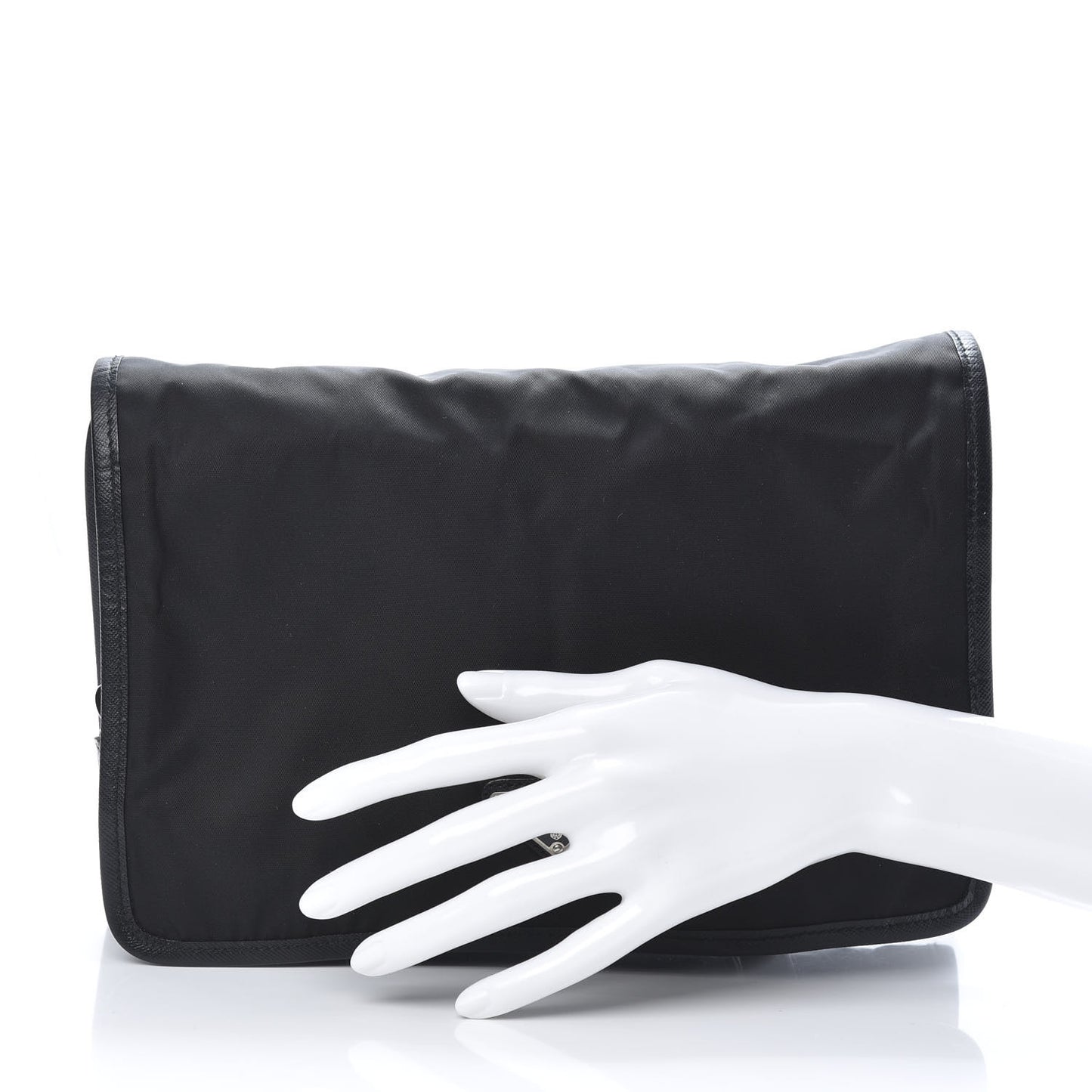 Nylon Tessuto Saffiano Travel Pouch Black